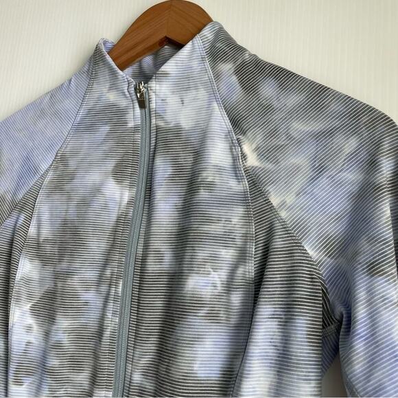 Athleta Salutation Jacquard jacket full zip front marbles style pattern sz Small - Picture 4 of 11